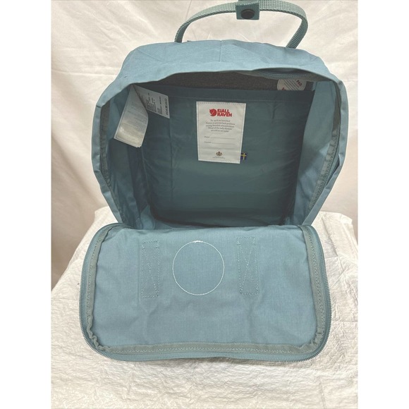Fjallraven Kanken Backpack 23510. Sky Blue. Inside, Front And Side Pockets. - Picture 3 of 7